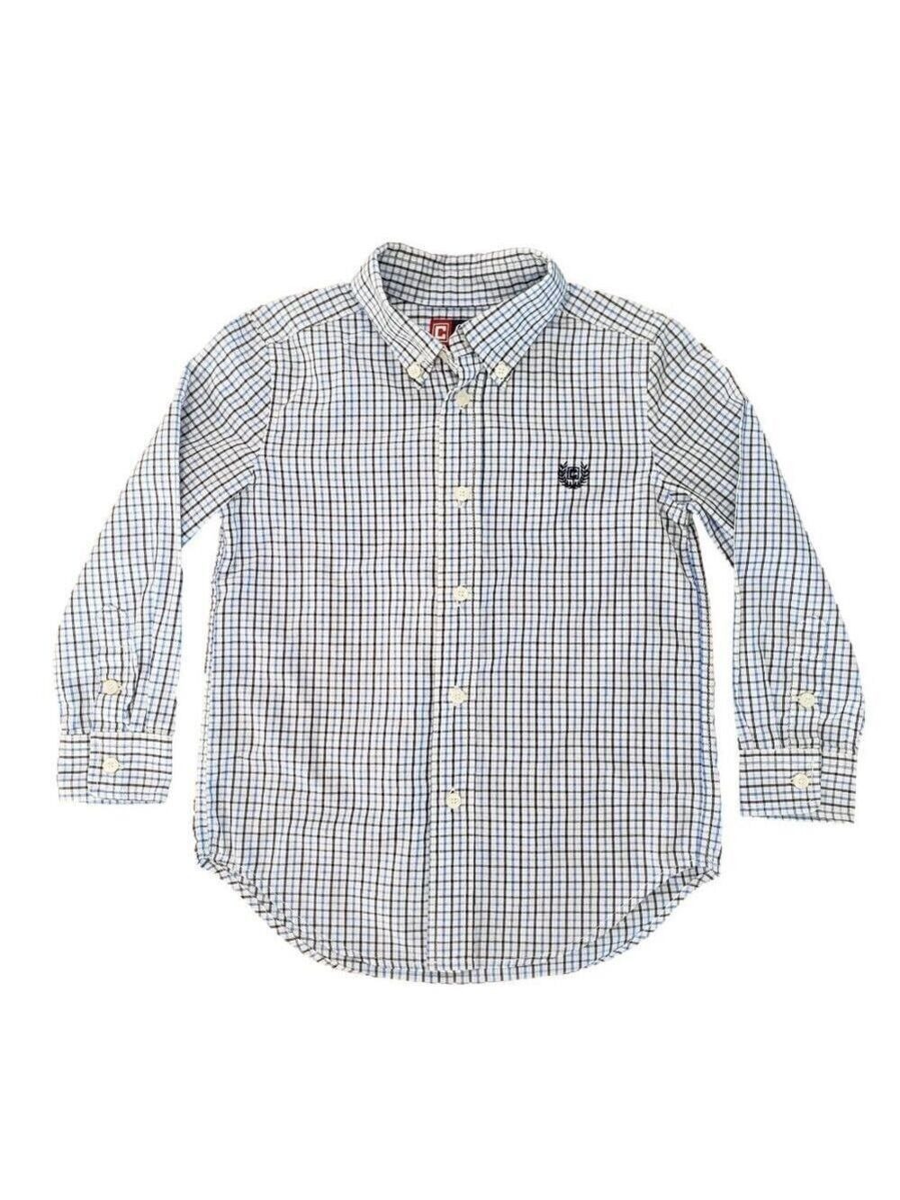 Chaps Boys Small Plaid Shirt Blue Button Down Size 5/6 Long Sleeve - Picture 3 of 7